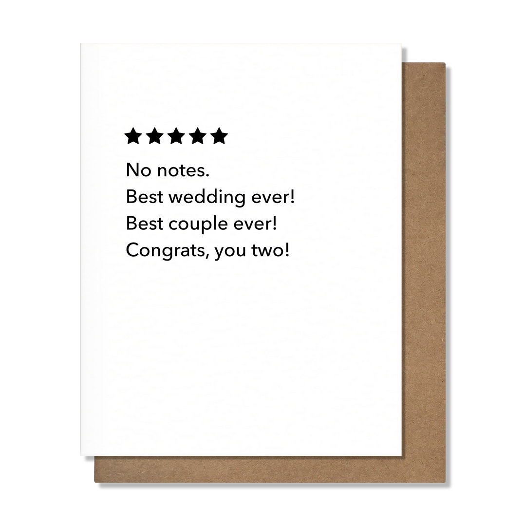 No Notes Wedding Card