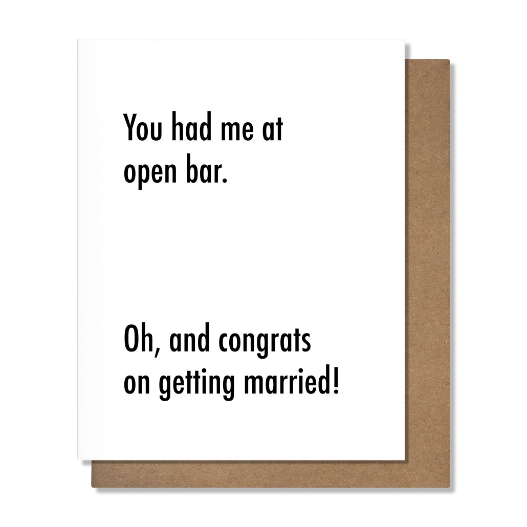 Open Bar Wedding Card