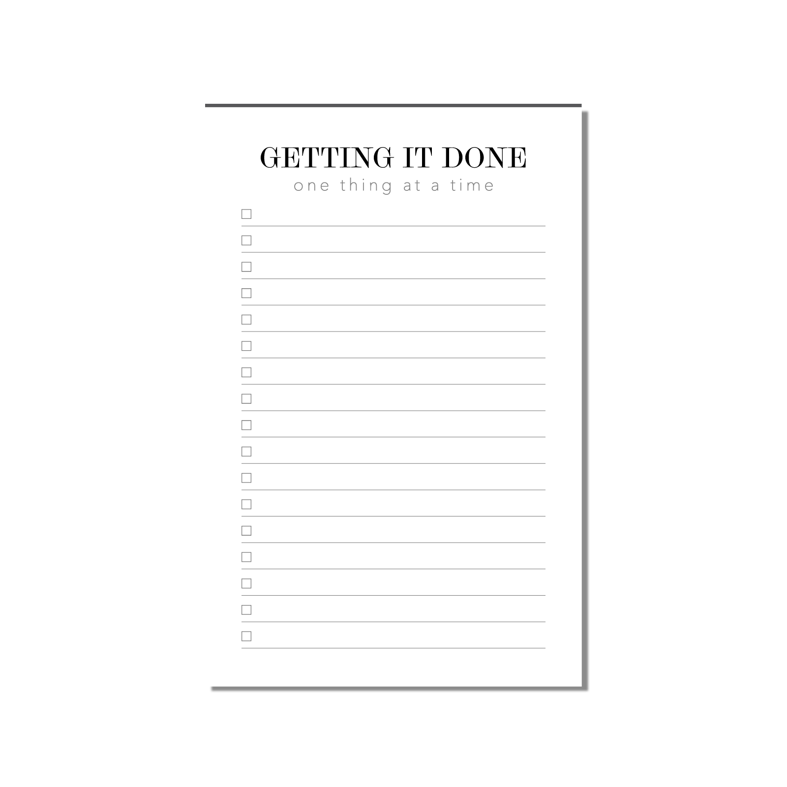 One Thing At A Time Notepad