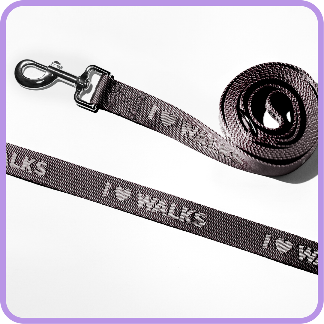 I Love Walks Dog Leash (Black)