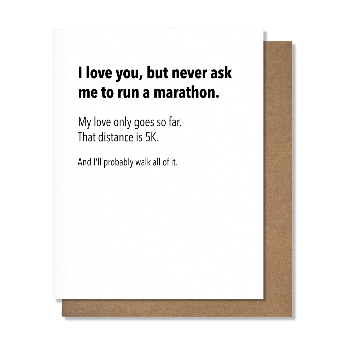 Never Marathon — Funny Love Card