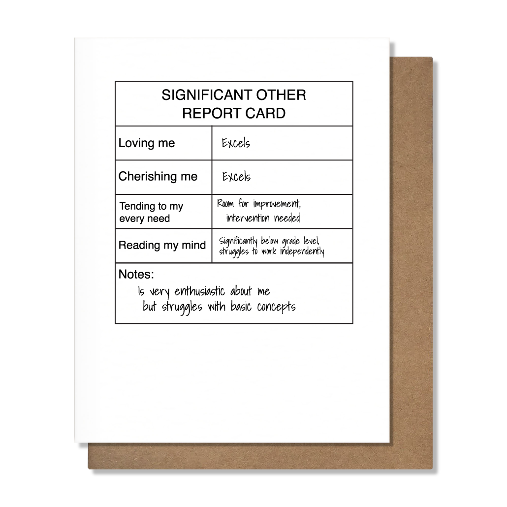 Report Card Funny Love Card | Pretty Alright Goods