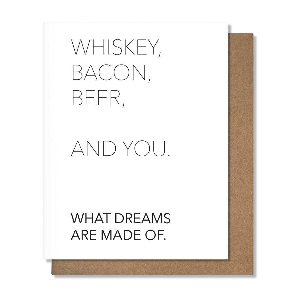 Whiskey Bacon Beer Love Card